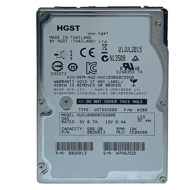 Hd Sas Hgst 600gb 10k 2.5 64Mb 6Gbps Huc109060css600 C10K900
