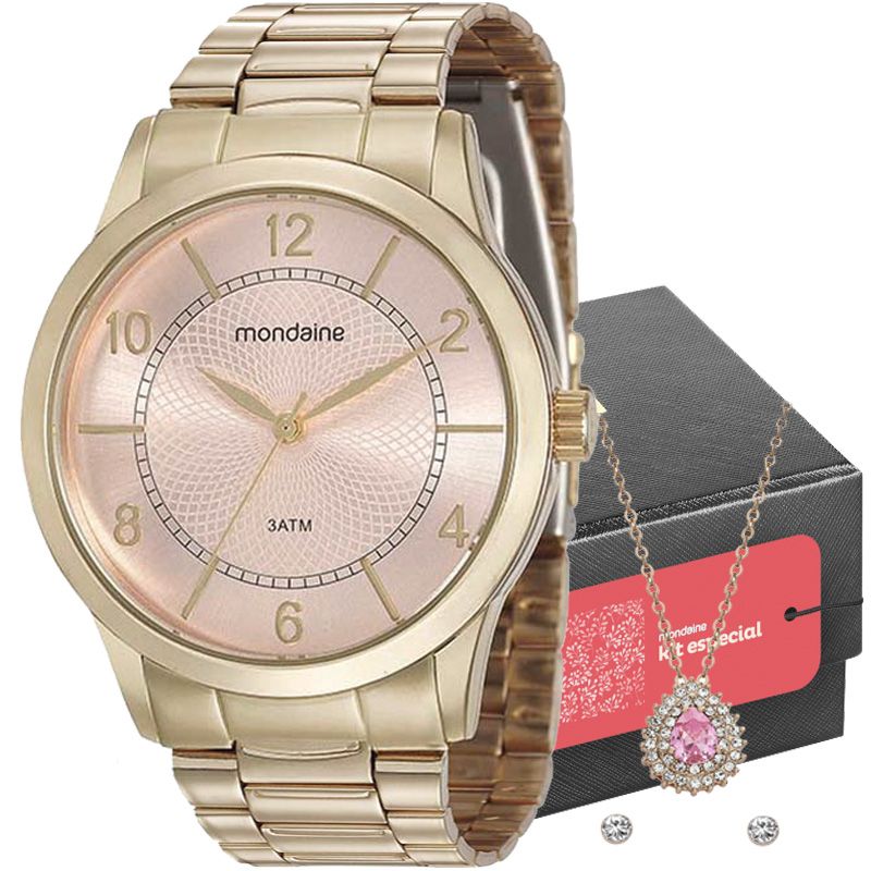 Kit Relógio Mondaine Feminino 99241LPMVDE1K3 - Meiry Joias - Sua