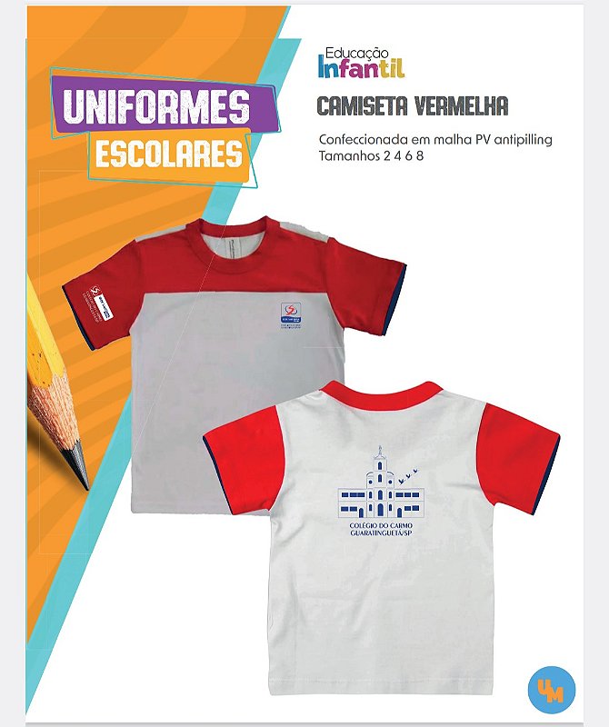 Camiseta manga curta colégio Carmo infantil