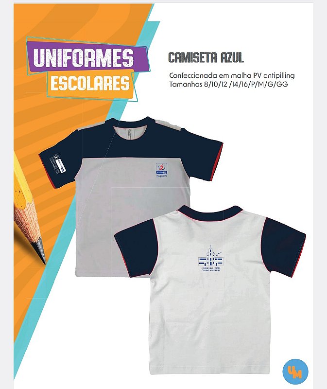 Camiseta manga curta colégio Carmo fundamental