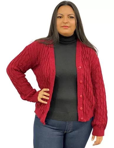 Blusa De Frio Cardigan Casaco Feminino Trico Lã G Gg Xhica Tricot