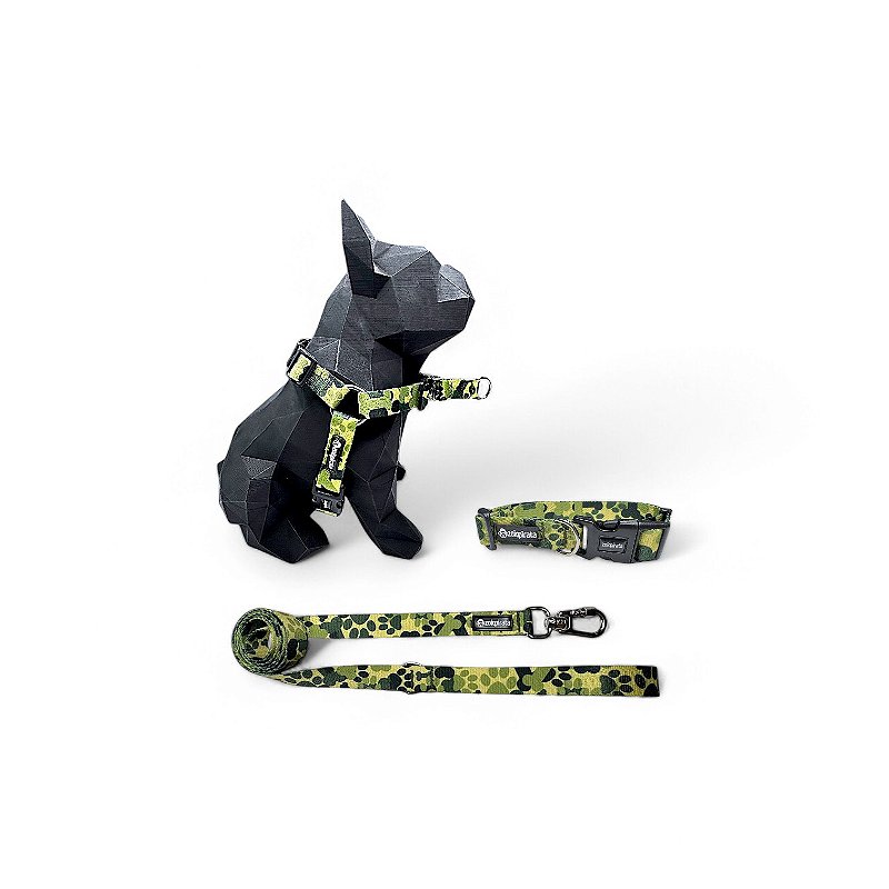 Kit Peitoral Y Antipuxão para cachorros com Coleira e Guia Milicão
