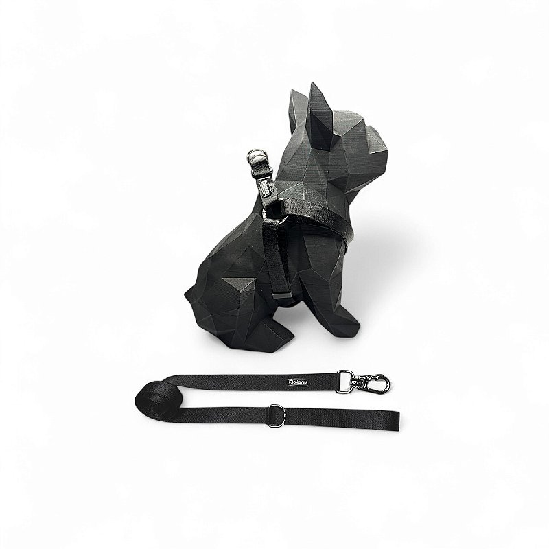 Kit Peitoral Americano para cachorros com Guia Preto