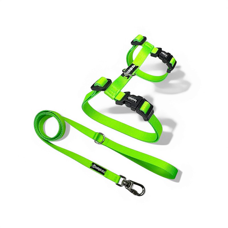 Peitoral para Gatos com Guia Neon Verde