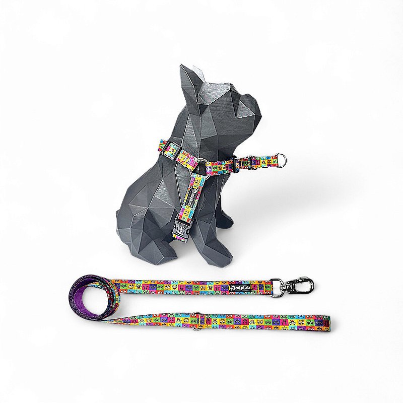 Kit Peitoral Y Antipuxão para cachorros com Guia Emoji