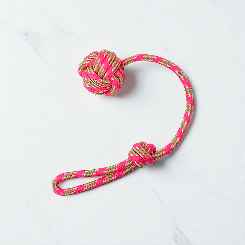 Brinquedo cachorro Corda Mordedor com Bola 44 cm Rosa e Verde