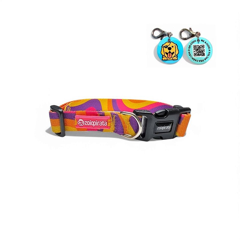 Coleira para cachorros com Tag QR Code Wave