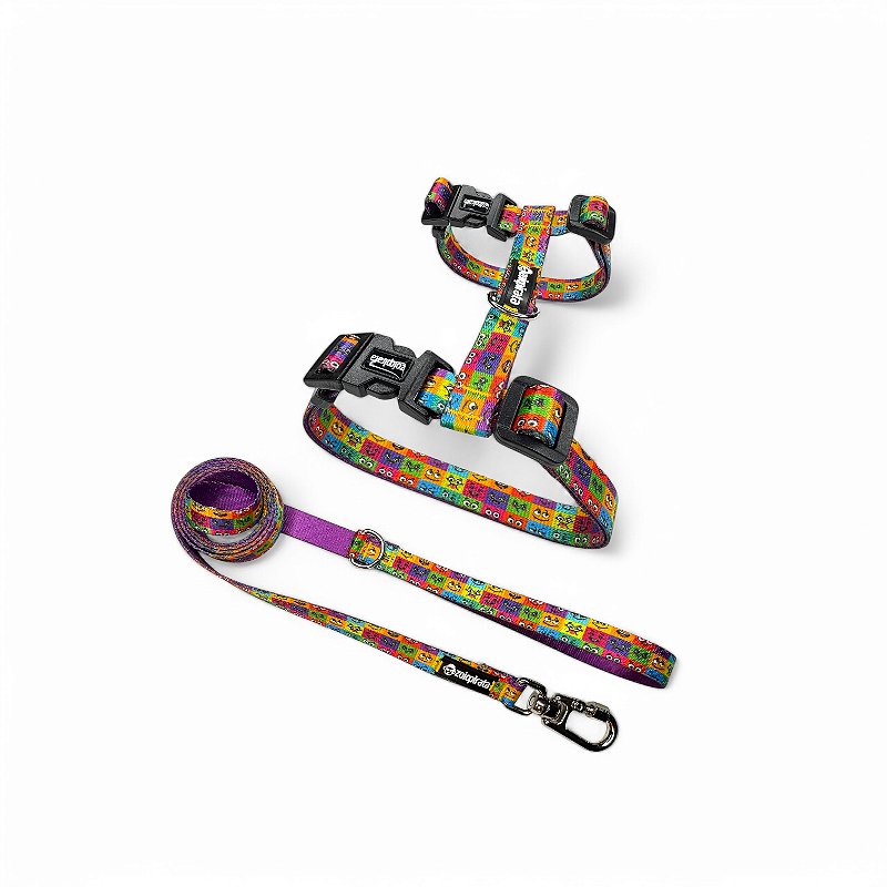 Peitoral para Gatos com Guia Emoji
