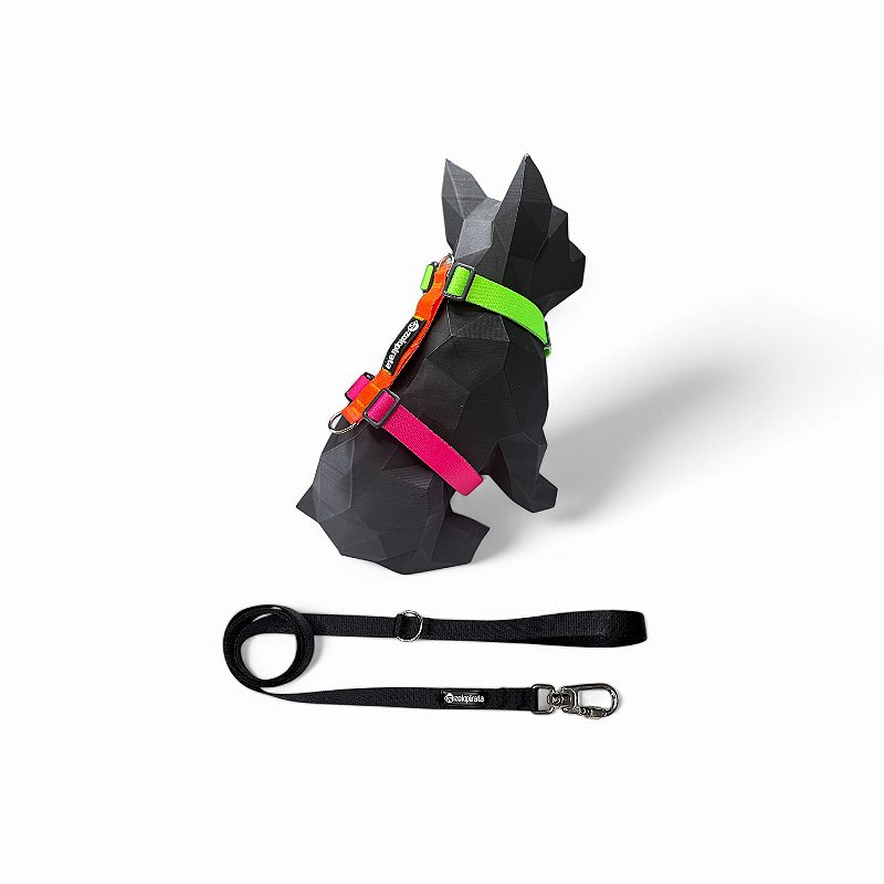 Kit Peitoral H antipuxão para cachorros com Guia Sambô