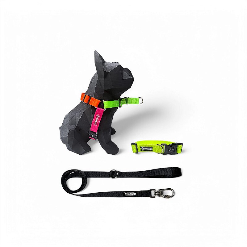 Kit Peitoral Y Antipuxão para cachorros com Coleira e Guia Sambô