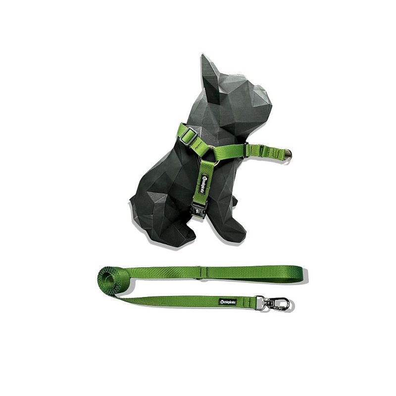 Kit Peitoral Y Antipuxão para cachorros com Guia Verde Militar