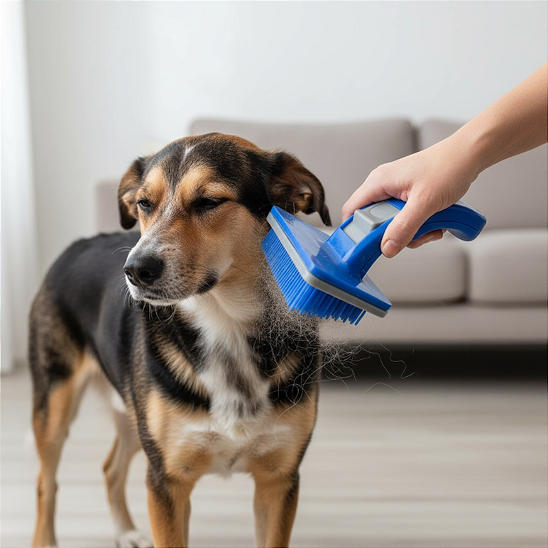 Rasqueadeira Escovação Pet Brush com Botão Removedor de Pelos