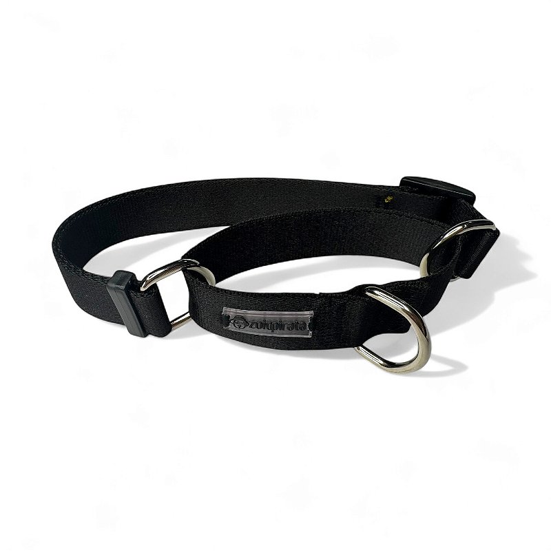 Coleira Martingale Antifuga para cachorros Preto All Black