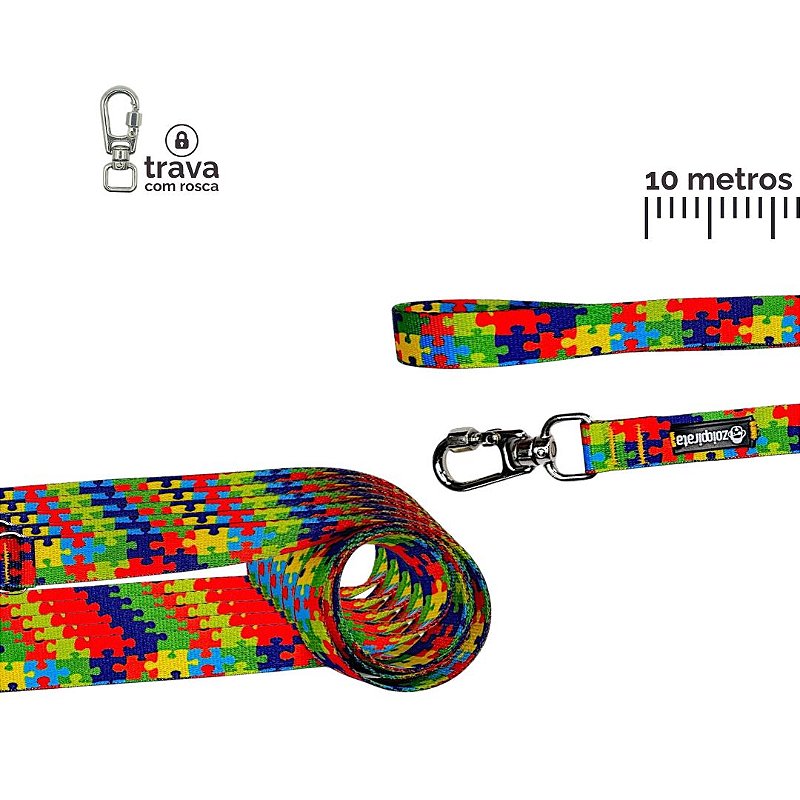 Guia Longa 10 metros para cachorros Quebra-Cabeça Autismo Suporte Emocional