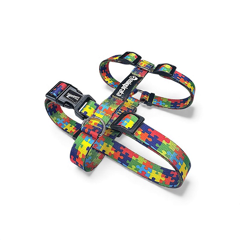 Peitoral H antipuxão para cachorros Quebra-Cabeça Autismo Suporte Emocional