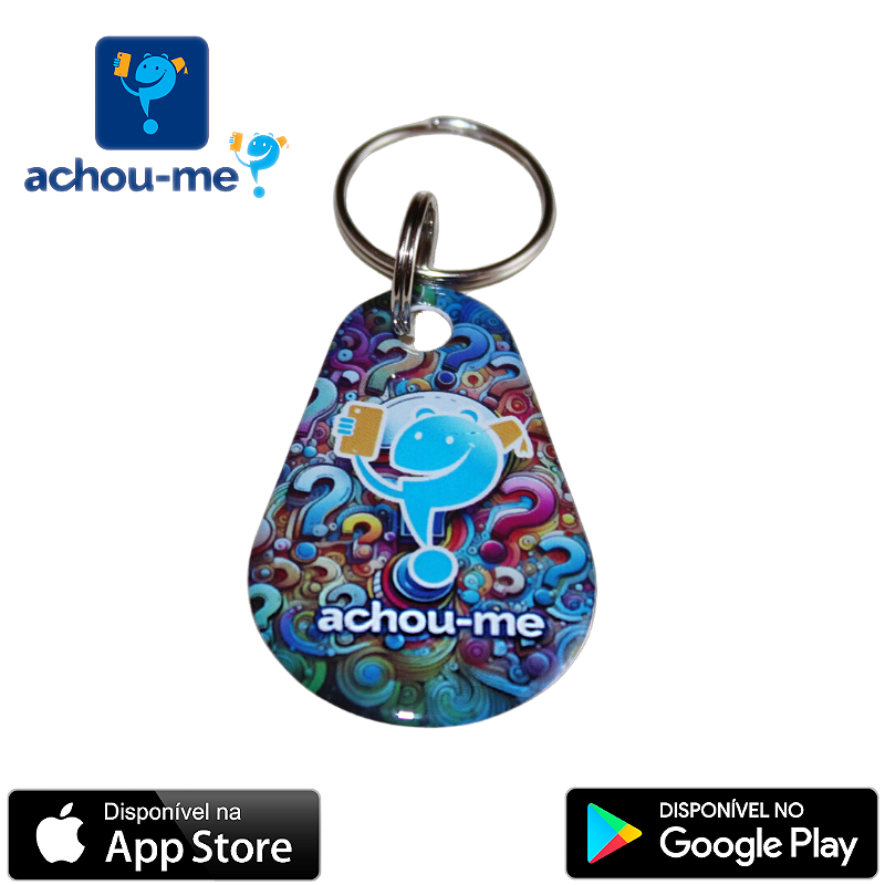 Pingente / Chaveiro "Achou-me?" Gota - Colorida - Fixação com argola de aço