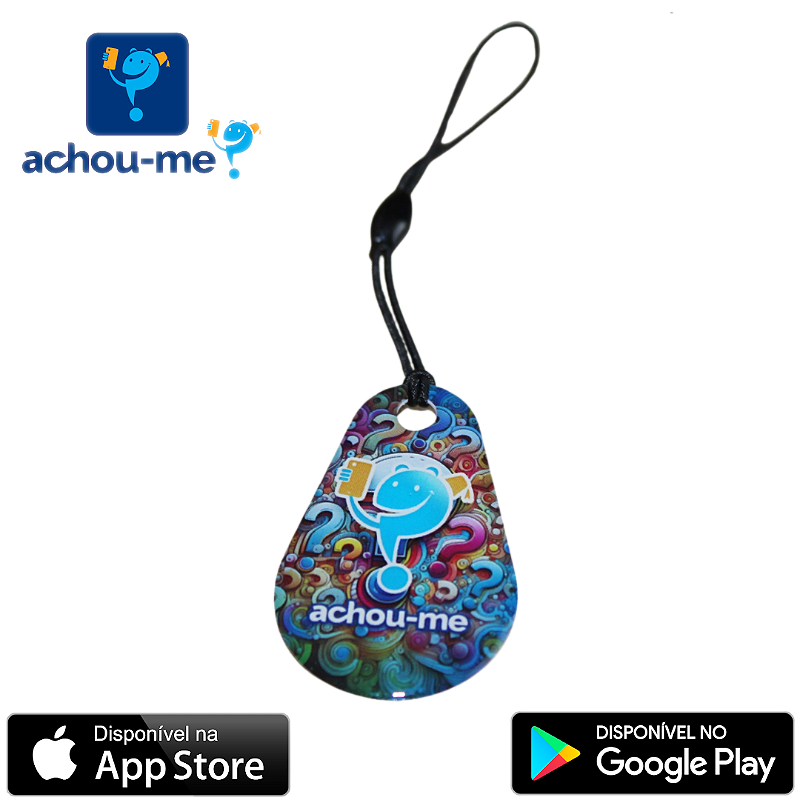 Pingente / Chaveiro "Achou-me?" Gota - Colorida - Fixação com tira elástica