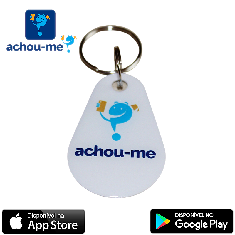 Pingente / Chaveiro "Achou-me?" Gota - Branca - Fixação com argola de aço