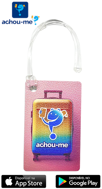 Tag para mala "Achou-me?" - Colorida - Fixação tira de silicone