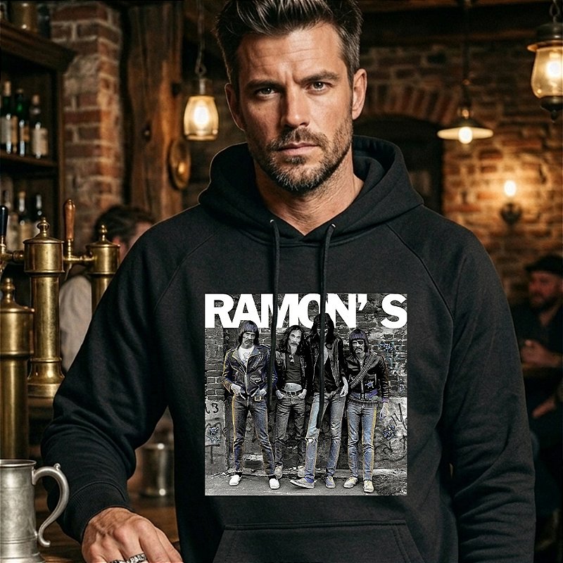 Blusa de Moletom Raglan com Capuz - PRETO - EDIÇÃO LIMITADA - RAMON'S