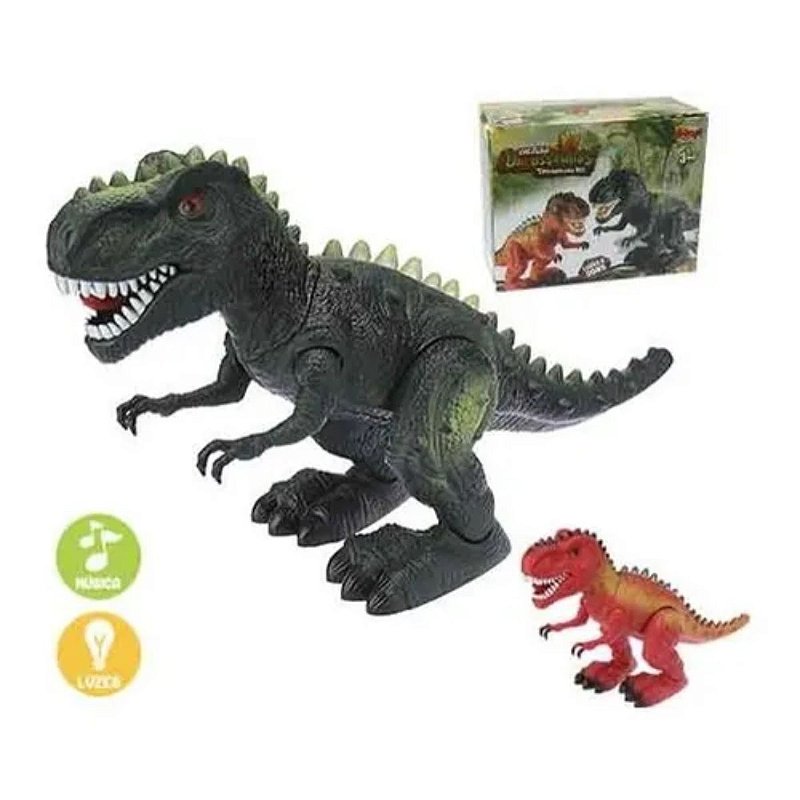 Lançador De Carrinho Dinossauro T Rex 2 Carros Brinquedo Bbr