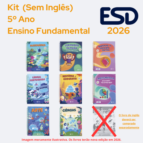 Kit Integrado Livros 5º ano (Sem Inglês) SAS ESD 2026 - Livro
