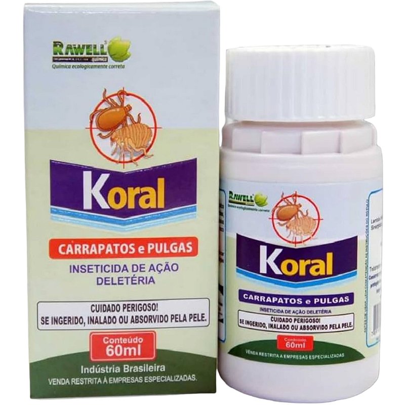 Koral Carrapatos e Pulgas 60ml - Rawell Química - KAPINA.COM.BR