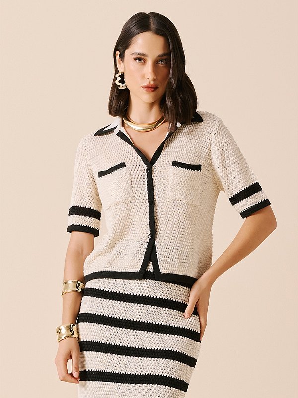 Blusa Feminina de Tricot com Botões