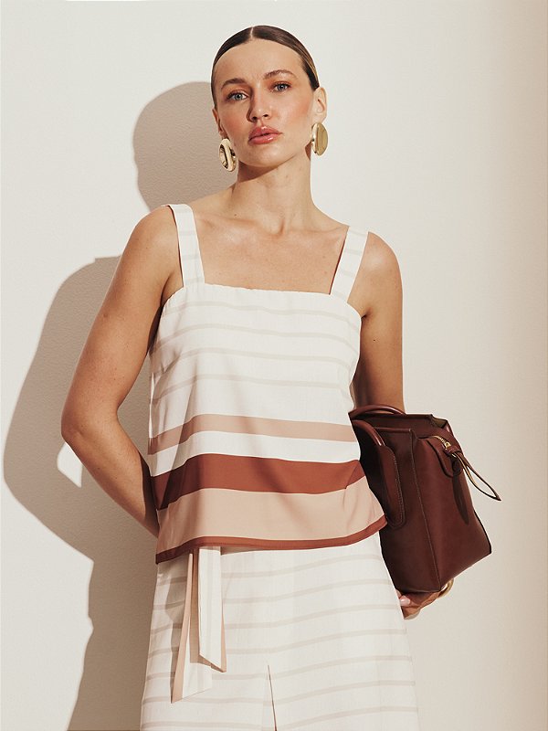 Blusa Alça Larga Listrada