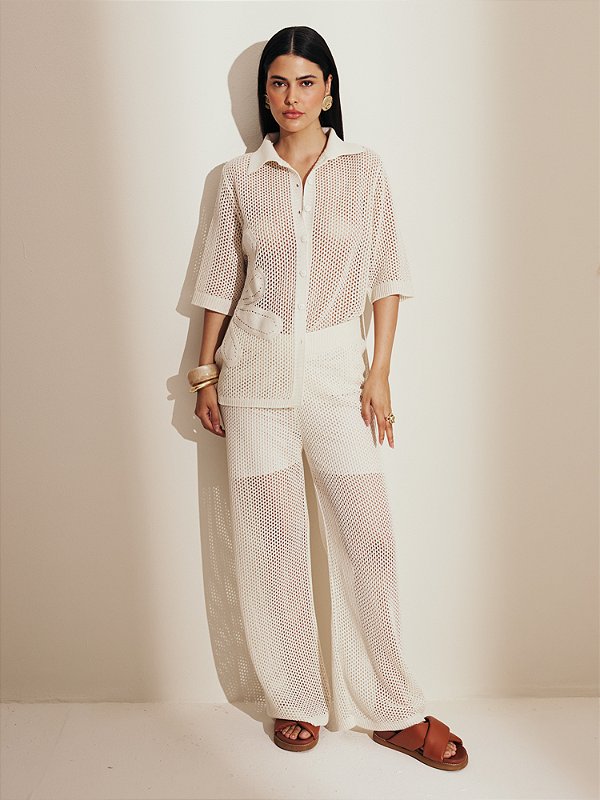 Calça de Tricot Reta