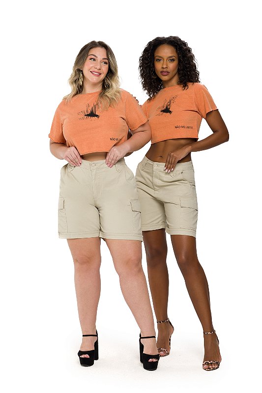 Bermuda Mom Cargo Trich - Bege