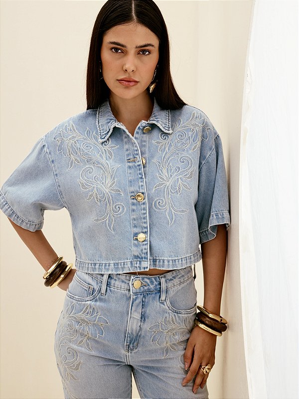 Camisa Jeans Bordada