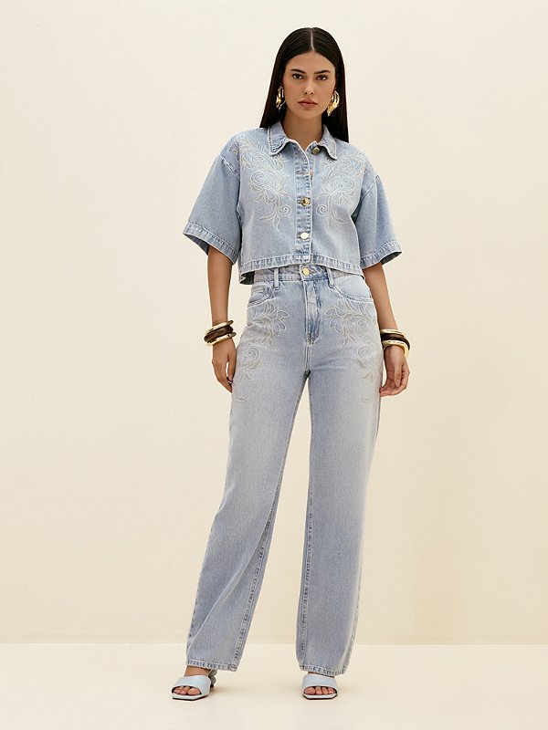 Calça Jeans Bordada