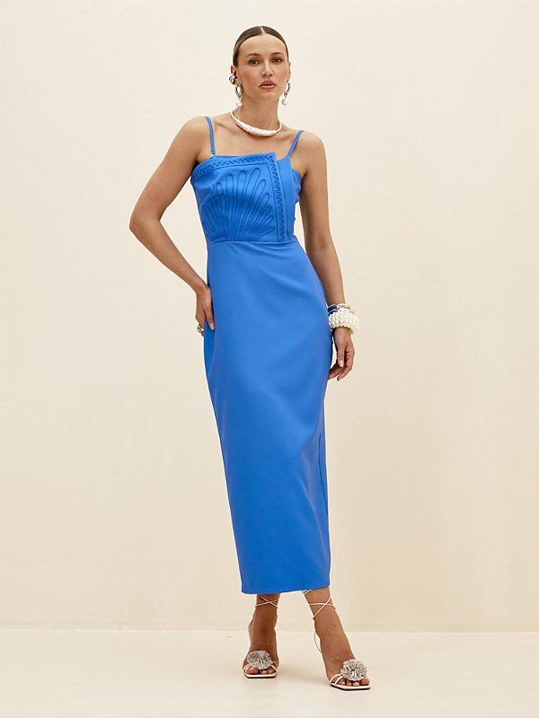 Vestido Super Midi com Bordado