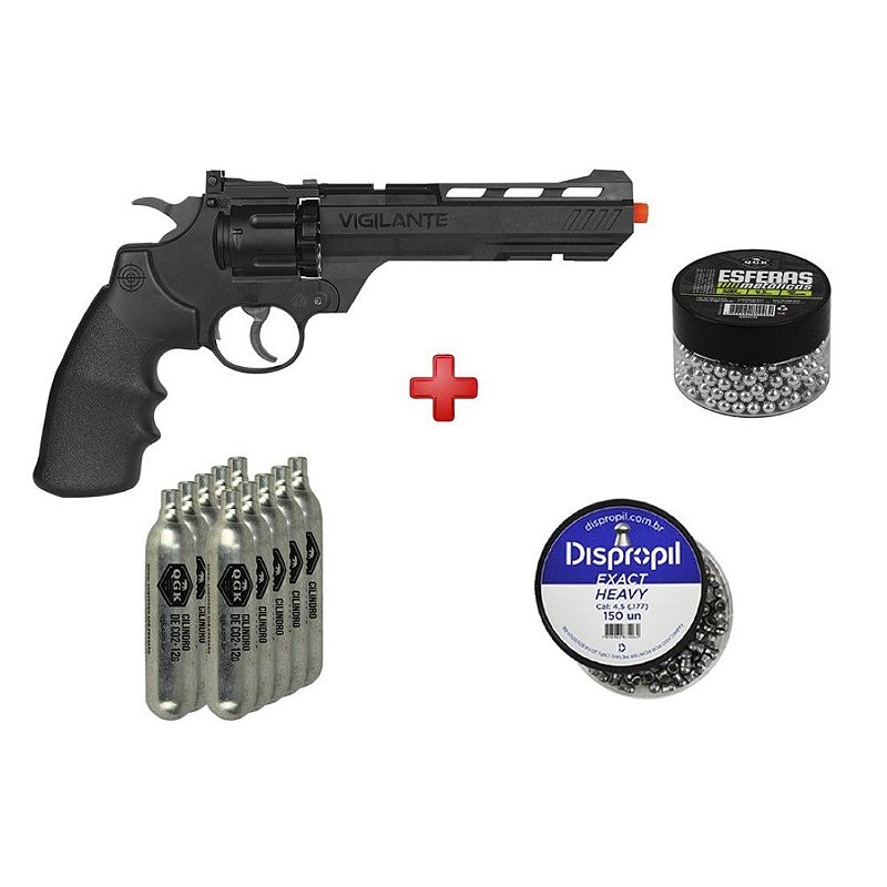 Comping Revolver Revólver de Pressão CO2 Crosman Vigilante 4.5mm + Jogo Recarga ...