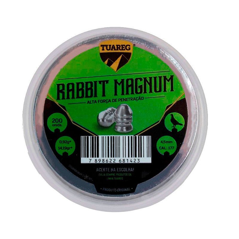 Chumbinho Rabbit Magnum 14.19 Grains 4.5mm 200un. - Tuareg - Dispropil ...