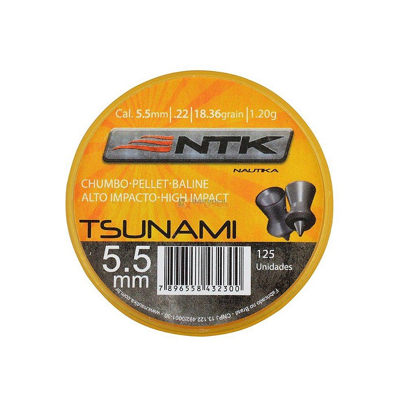 Chumbinho Tsunami 5.5mm 125un. - Nautika - Dispropil: Tiro
