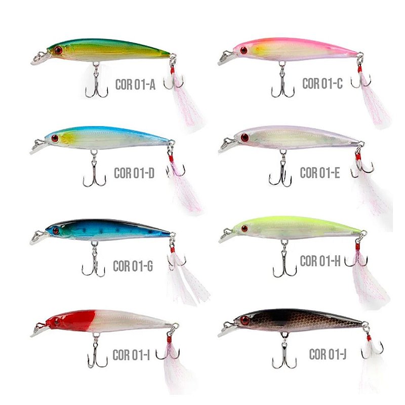 Kit 8 Isca Artificial Minnow Floating 9cm 8g - Deyu - Dispropil
