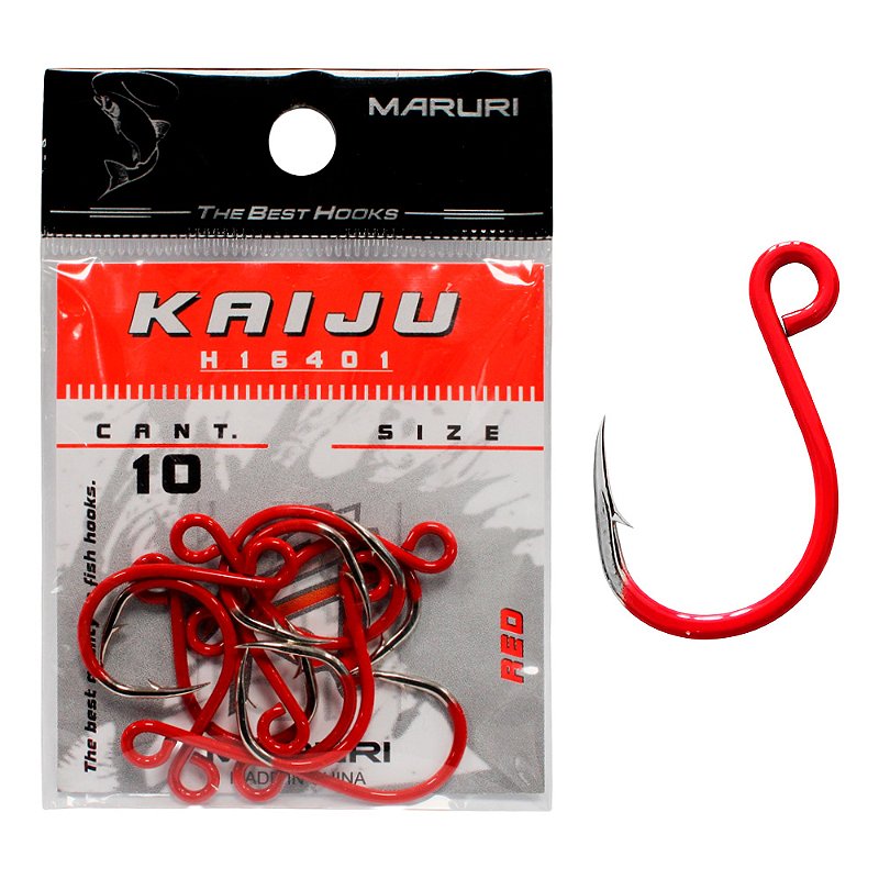 Anzol em Aço Carbono Kaiju H16401 Vermelho 10un - Maruri