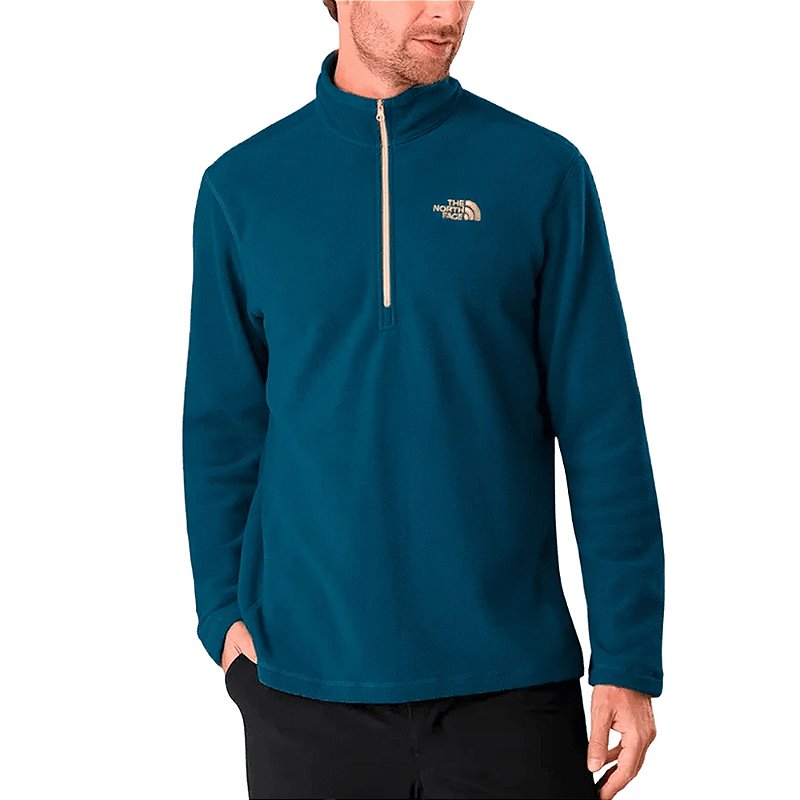 【user_44b987d5】 Fleece Pulover Masculino Glacier 1/4 Zip Azul Petroleo - The North