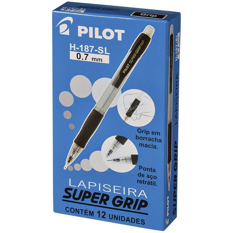 pilot ホソブト Lapiseira 0.7mm supergrip h-187 preta - pilot (cx.c/12