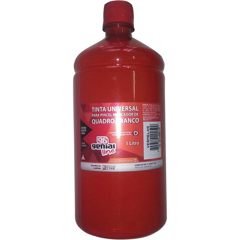 Tinta marcador quadro branco reabastecedor ge-1000ml vermel