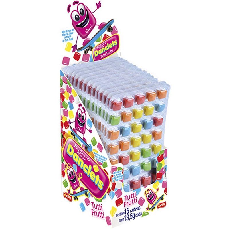 Doce danclets cartela 5x9 t.frutti - danilla foods (dp.c/15