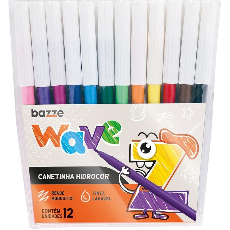 Caneta hidrografica bazze wave 12 cores - summit (pct.c/12