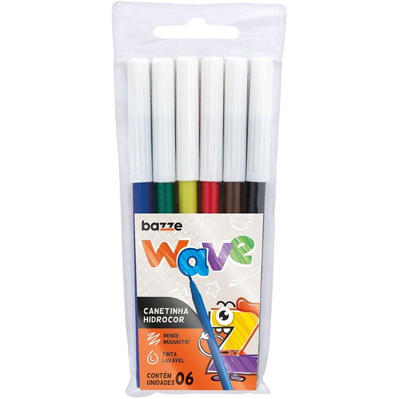 Caneta hidrografica bazze wave 6 cores - summit (pct.c/24