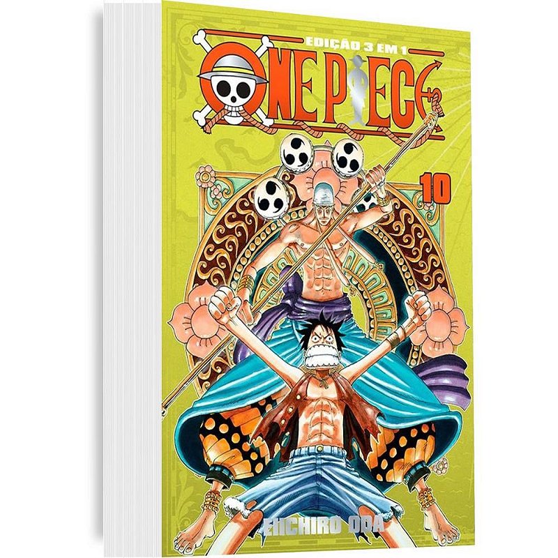 Livro manga one piece 3 x 1 n.10 - panini (unidade) - Papelaria Toledo