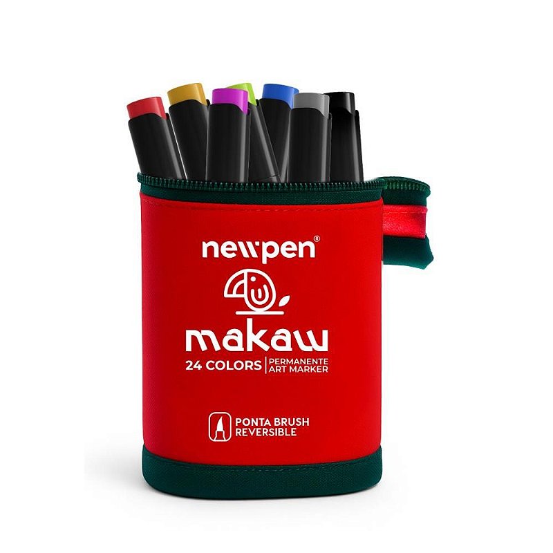 Marcador artistico makaw 24 cores - newpen (estojo) - Papelaria Toledo