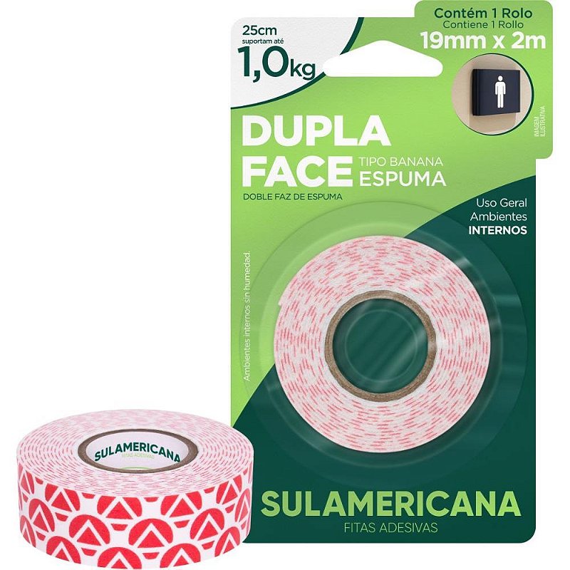 Fita dupla face espuma 19mmx2m. - sulamericana (unidade