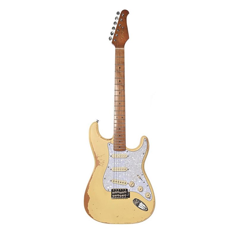 Guitarra Seizi Stratocaster Shinobi Relic Cream Com Case