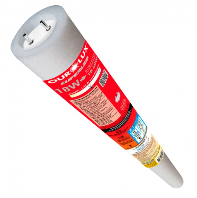 Lâmpada TuboLED 18W T-8 Biv. 4000K Vdr ref.: 20253 OUROLUX